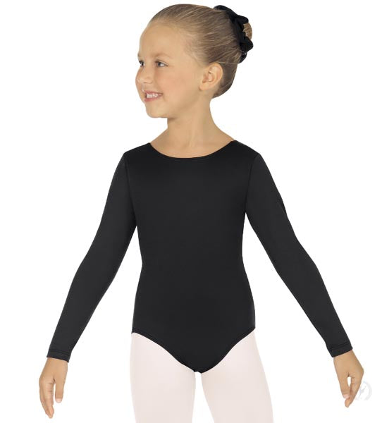 Eurotard 44265C Girls Microfiber Long Sleeve Leotard Black